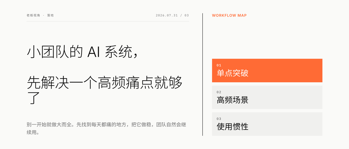 小团队的 AI 系统，先解决一个高频痛点就够了