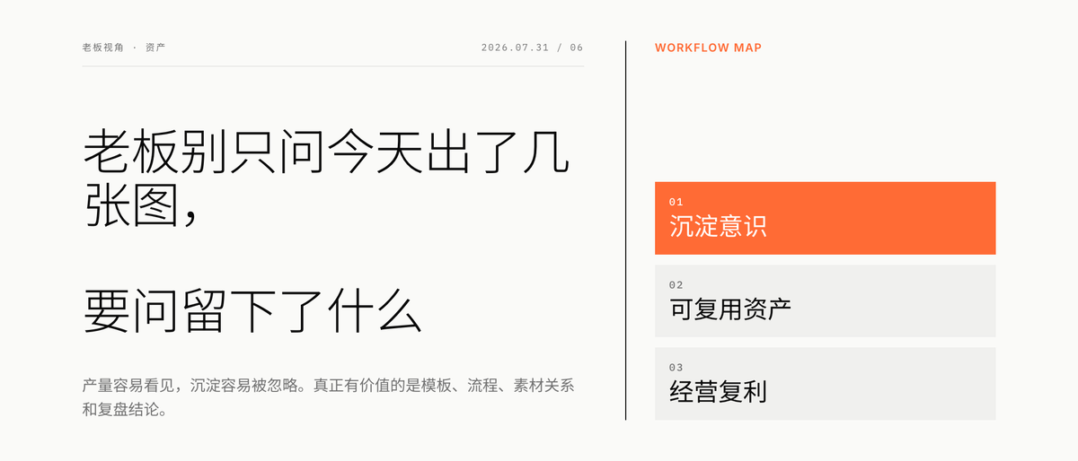 老板别只问今天出了几张图，要问留下了什么